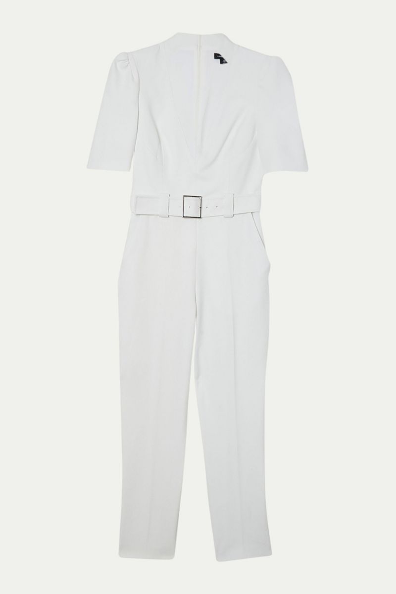 Women's Structured Crepe Forever Belted Jumpsuit