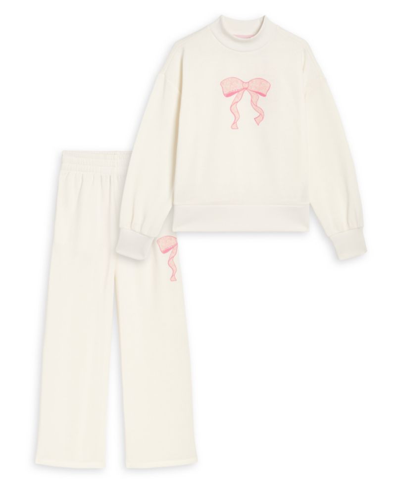 Toddler Girls' 2T-4T Ruffle Trim Sweatshirt and Wide-Leg Pants, 2-Piece Set