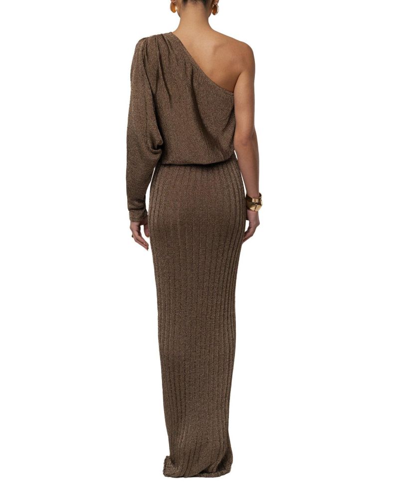 Women's High-Waisted Metallic Ribbed Maxi Skirt