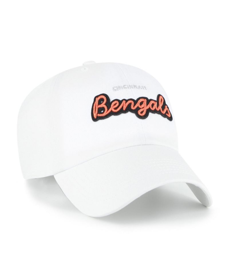 Women's White Cincinnati Bengals Trendy Script Clean Up Adjustable Hat