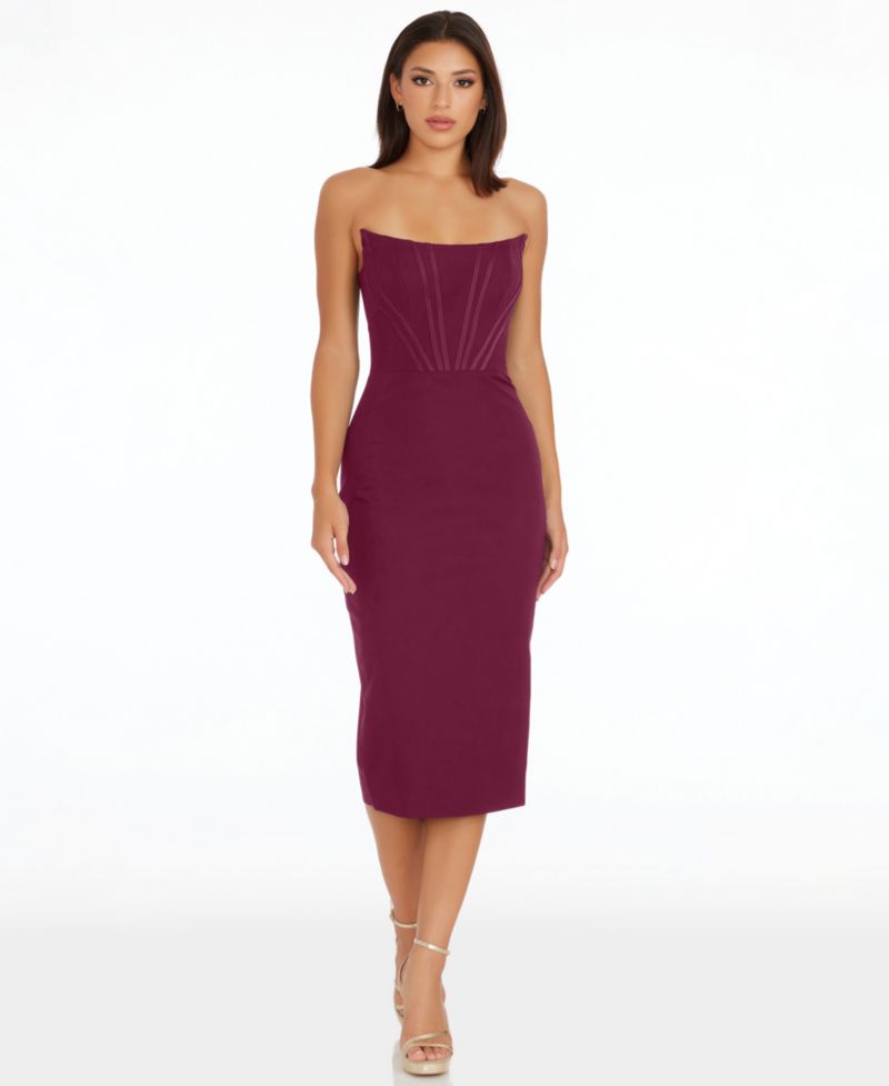 Women's Corset Strapless Midi Dress