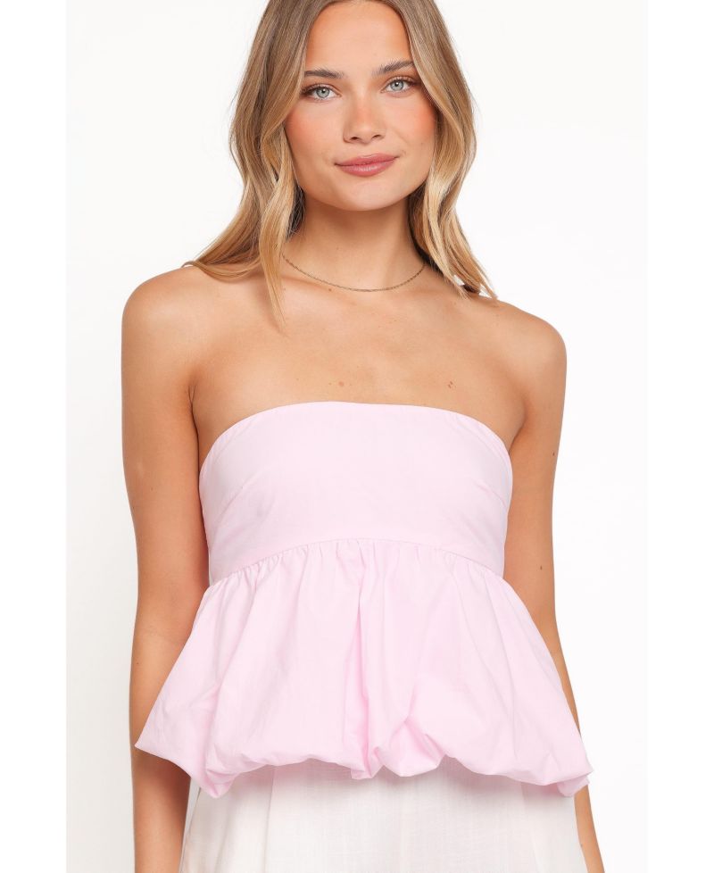 Women's Yvanna Bubble-Hem Strapless Side-Zip Top