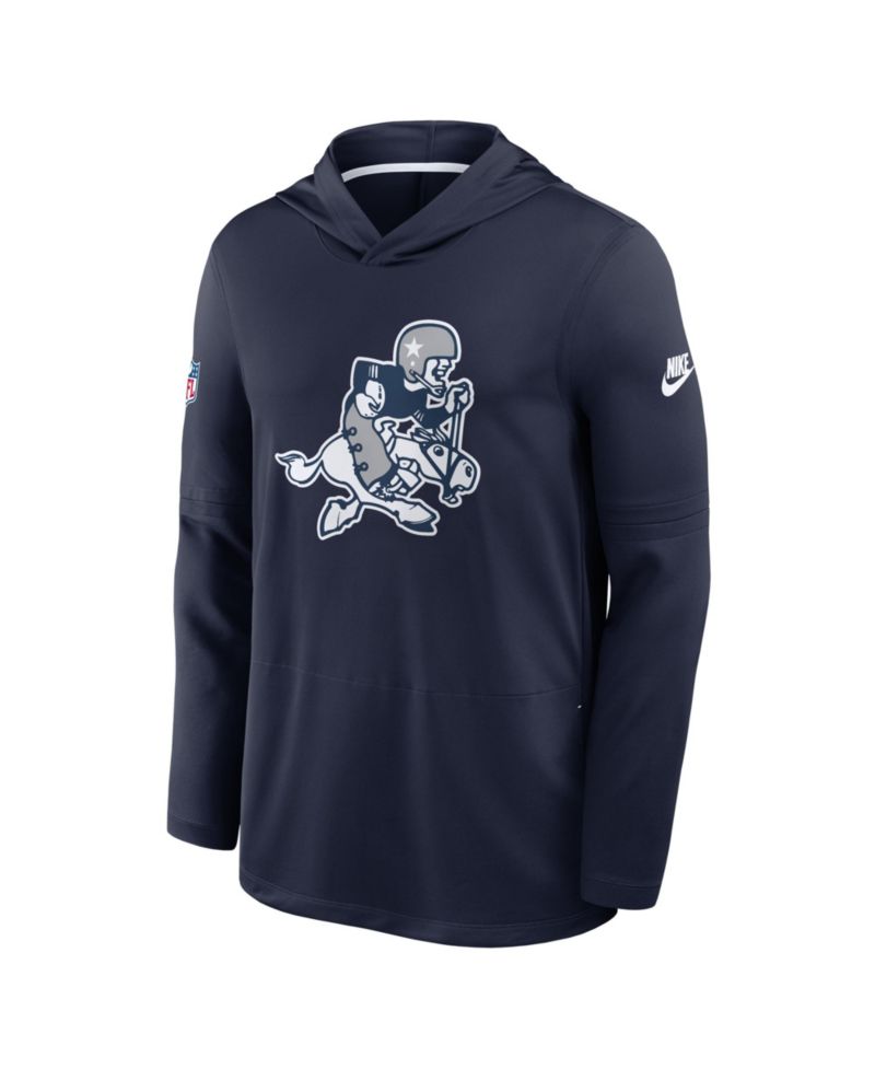 Men's Navy Dallas Cowboys Sideline Dri-FIT Long Sleeve Hooded T-Shirt