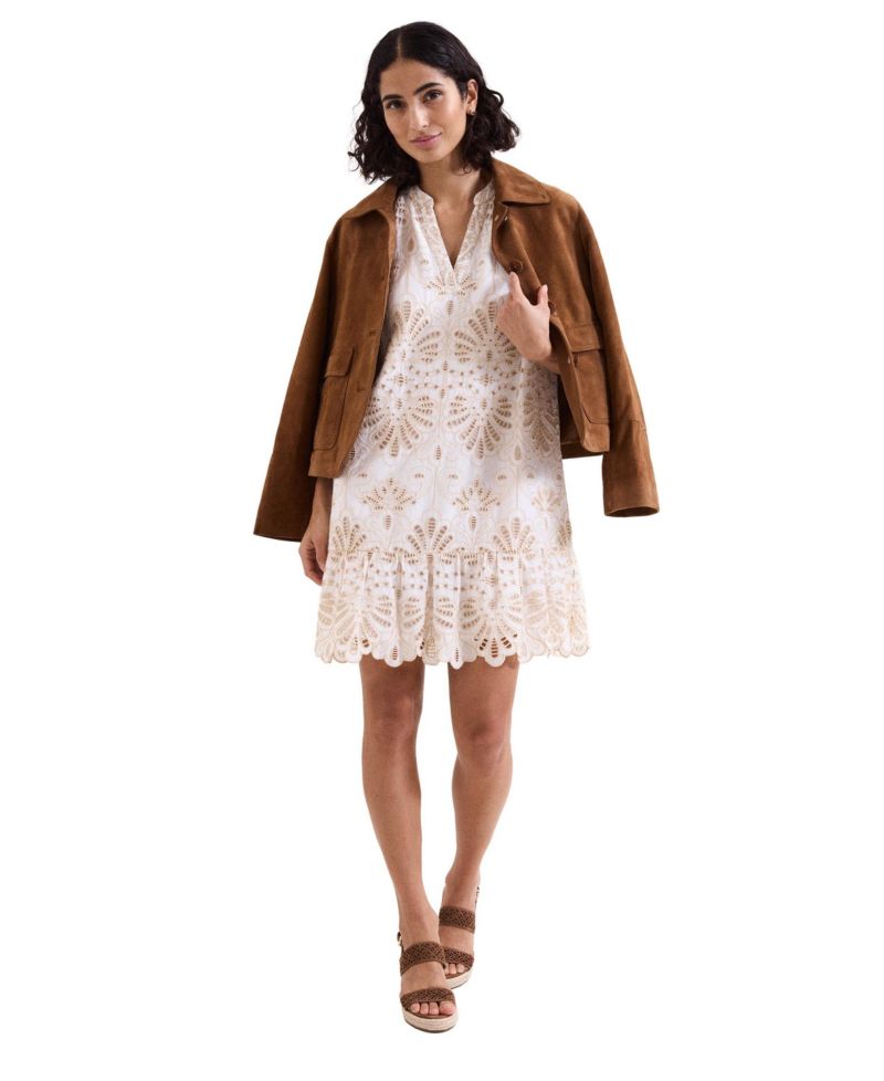 Women's Liliana Embroidered Puff-Sleeve V-Neck Mini Dress