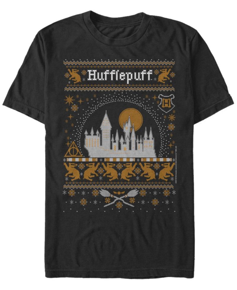 Men's Hufflepuff Sweater Short Sleeve Crew T-shirt