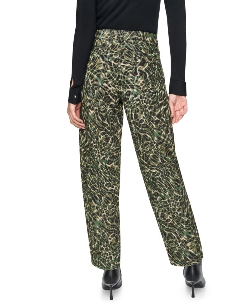 Women's Printed Sanded Twill Barrel-Leg Pants
