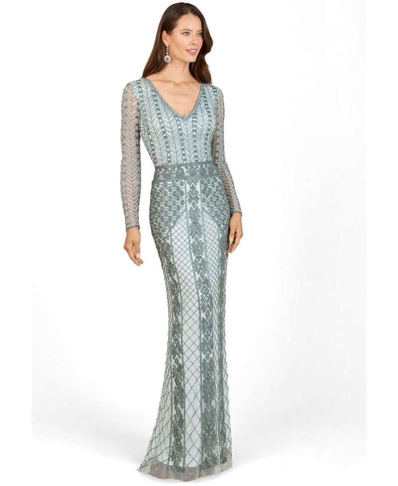 Women's Long Sleeve Beaded Dress