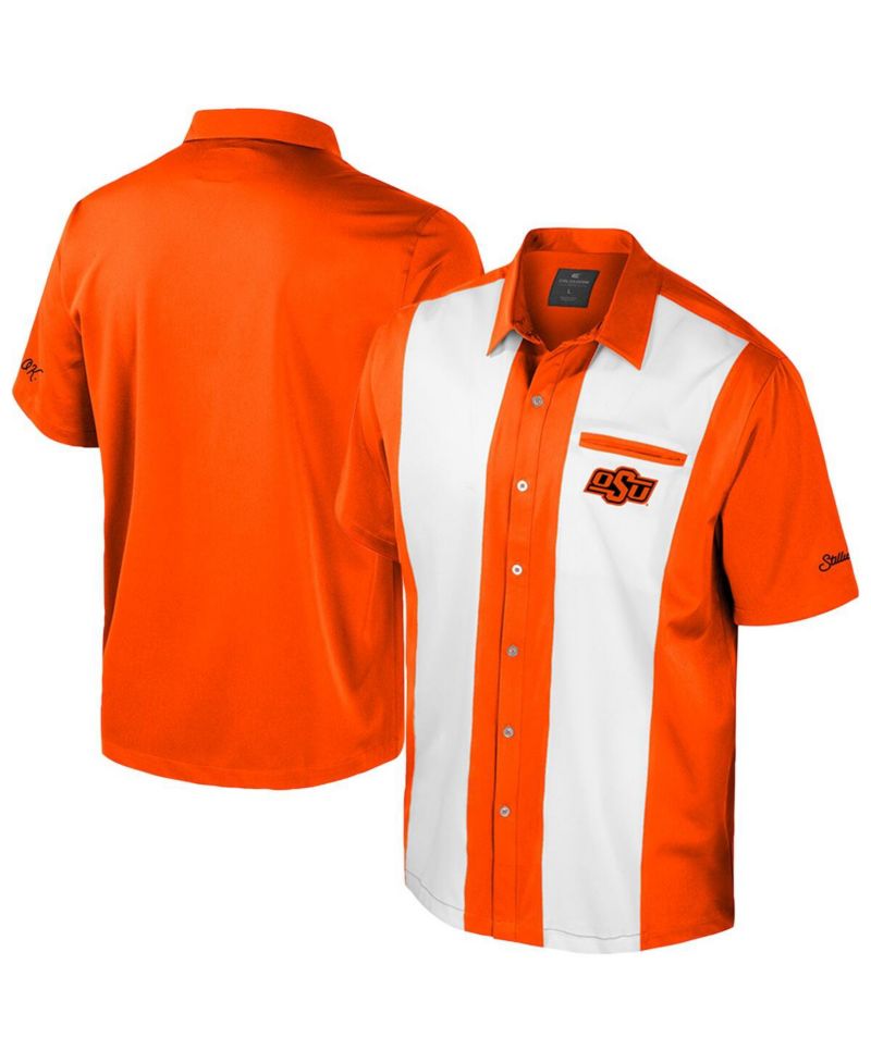 Men's Orange Oklahoma State Cowboys Strike Bowling Button-Up Shirt