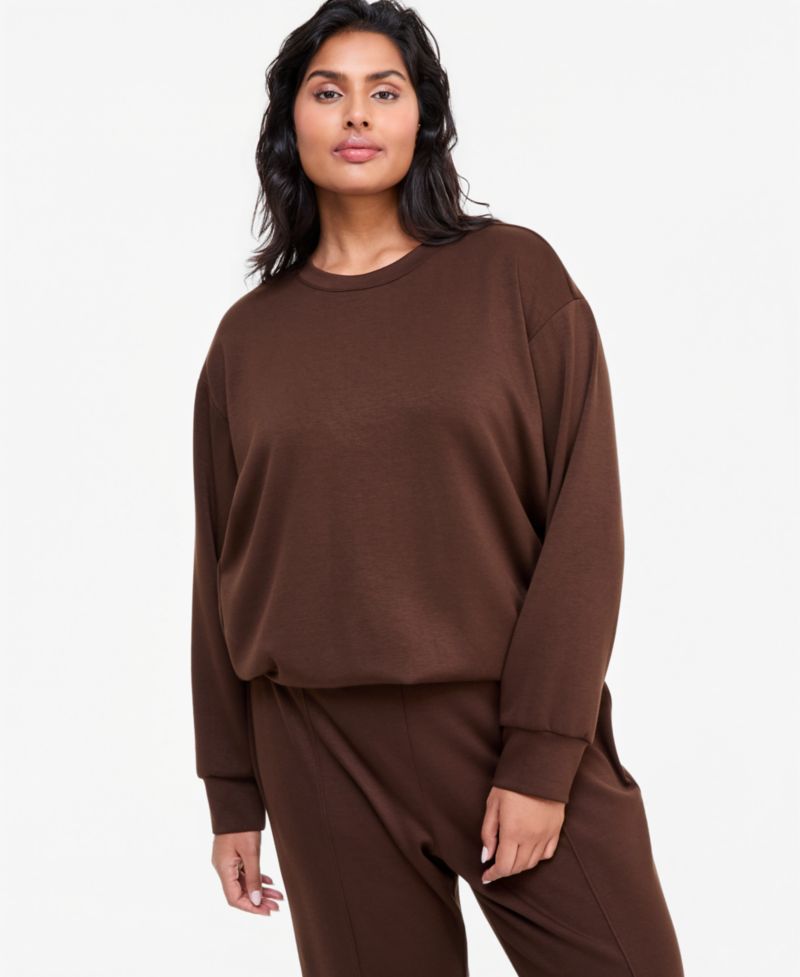 Plus Size Long-Sleeve Crew Neck Sweatshirt