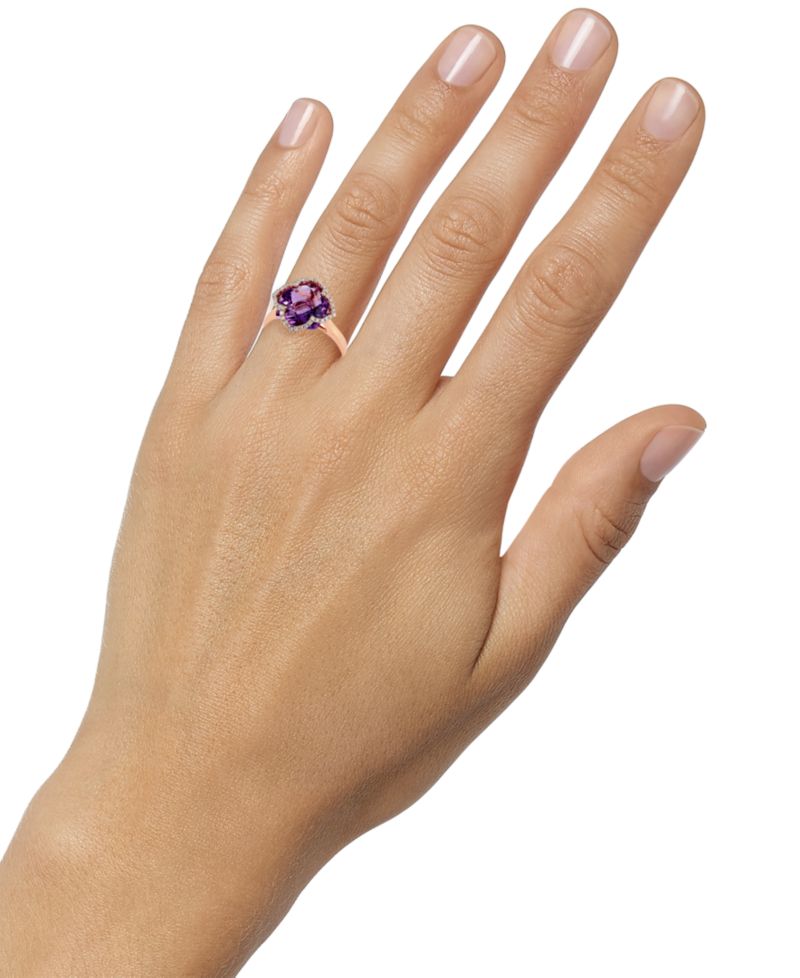 EFFY® Amethyst (5-3/4 ct. t.w.) and Diamond (1/5 ct. t.w.) Clover Ring in 14k Rose Gold