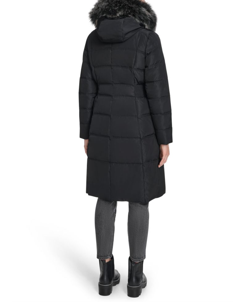 Women's Trim Hood Zip-Front Down Filled Puffer Coat