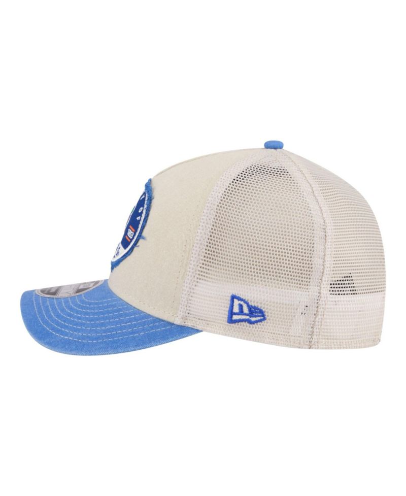 Men's Stone/Royal Florida Gators Frayed Patch 9FORTY M-Crown A-Frame Trucker Adjustable Hat