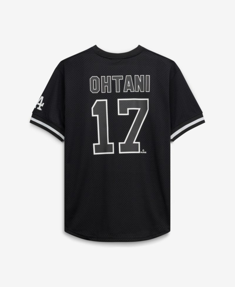 Men's Shohei Ohtani Black/White Los Angeles Dodgers Big & Tall Heavyweight Mesh Jersey