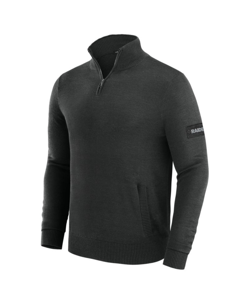 Men's Black Las Vegas Raiders Franchise Quarter-Zip Sweater