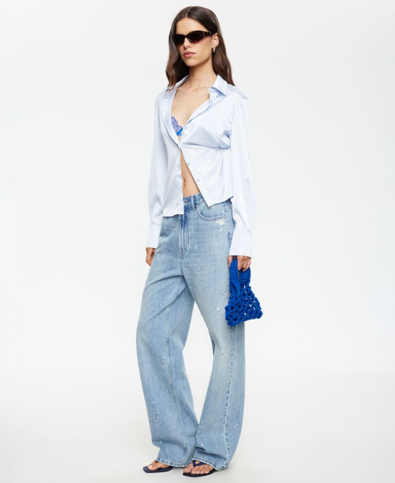 Women's Diamante Straight Cotton Jeans