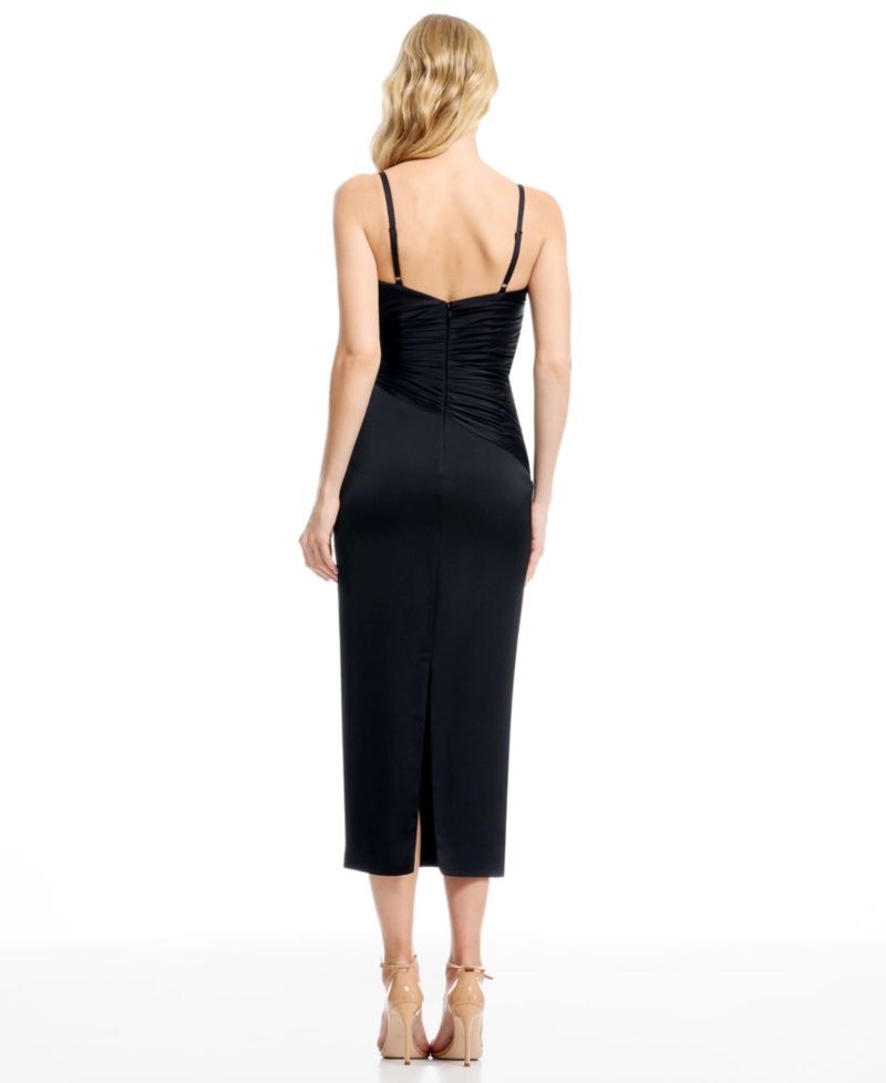 Women's Sleeveless V-Neck Asymmetrical Bodice Midi Dress