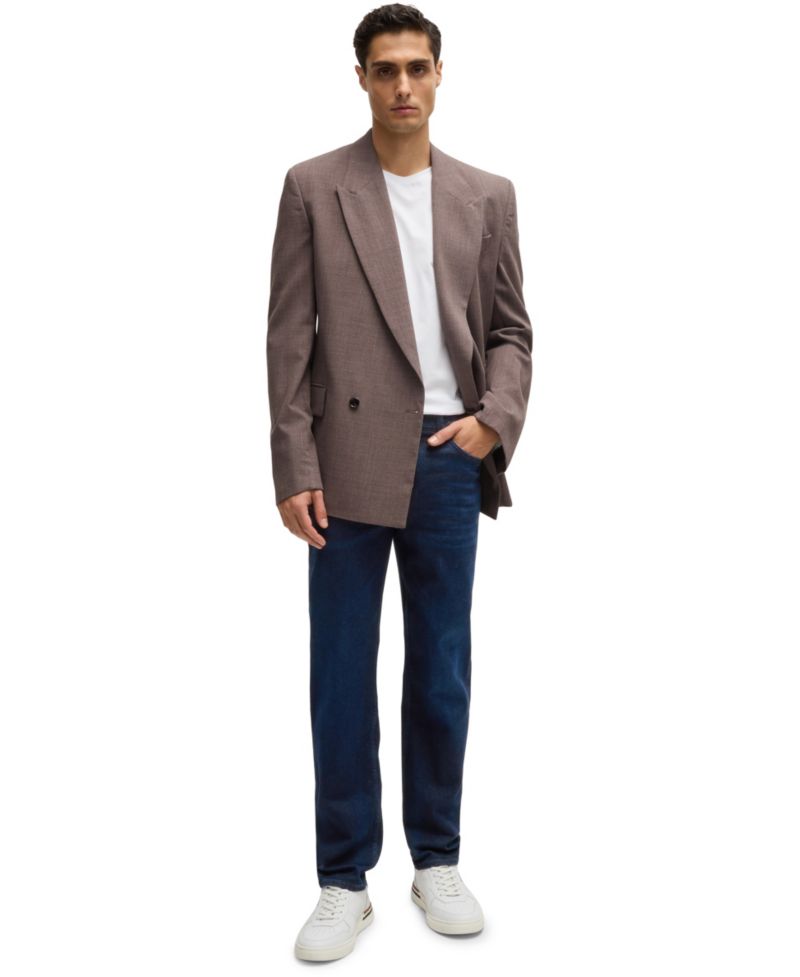 Men's Dark-Blue Soft Denim Regular-Fit Jeans