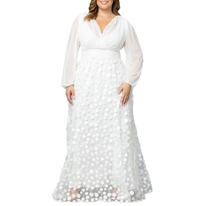 Plus Size Enchanted Garden Long Sleeve Wedding Gown