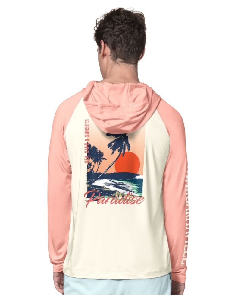 Men's Cream/Amber Chicago Bears Sand, Sea, Sunsets Long-Sleeve Rashguard Hoodie
