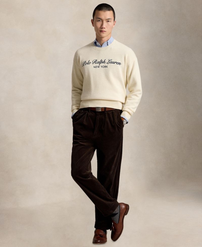 Men's Regular-Fit Logo Wool-Cotton Sweater