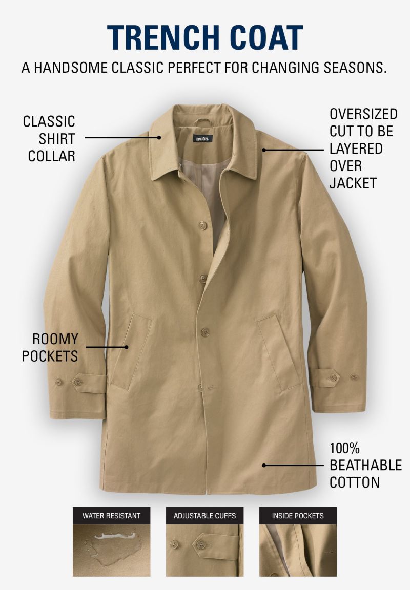 Men's Water-Resistant Trench Coat