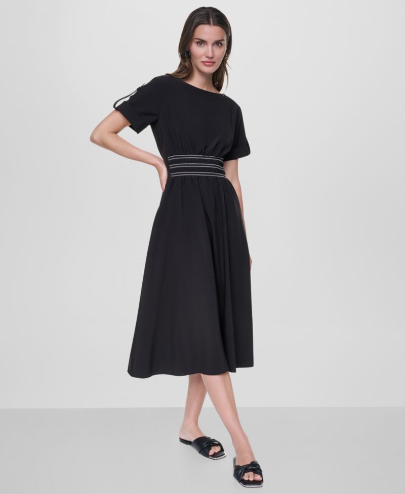 Women's Smocked Waist Midi Dress