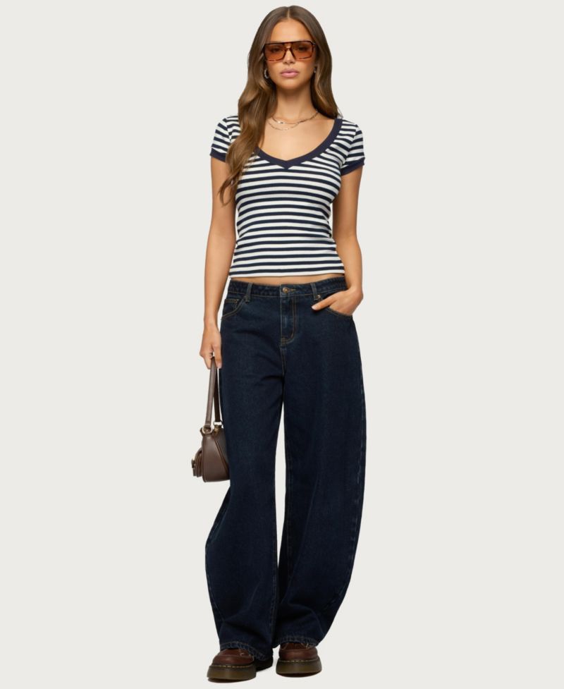 Women's Antonela Striped V Neck T Shirt