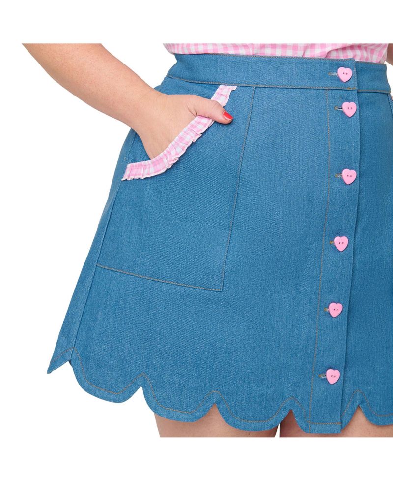 Plus Size Scallop Hem Mini Skirt