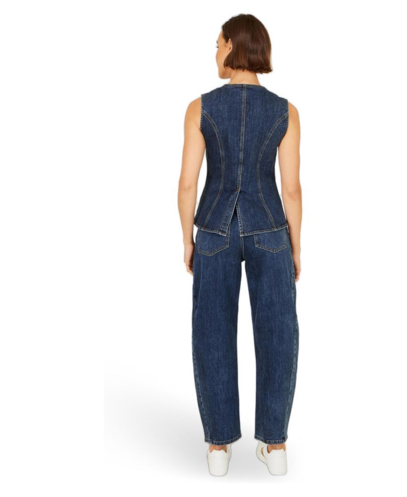 Women's Stretch Long Denim Waistcoat