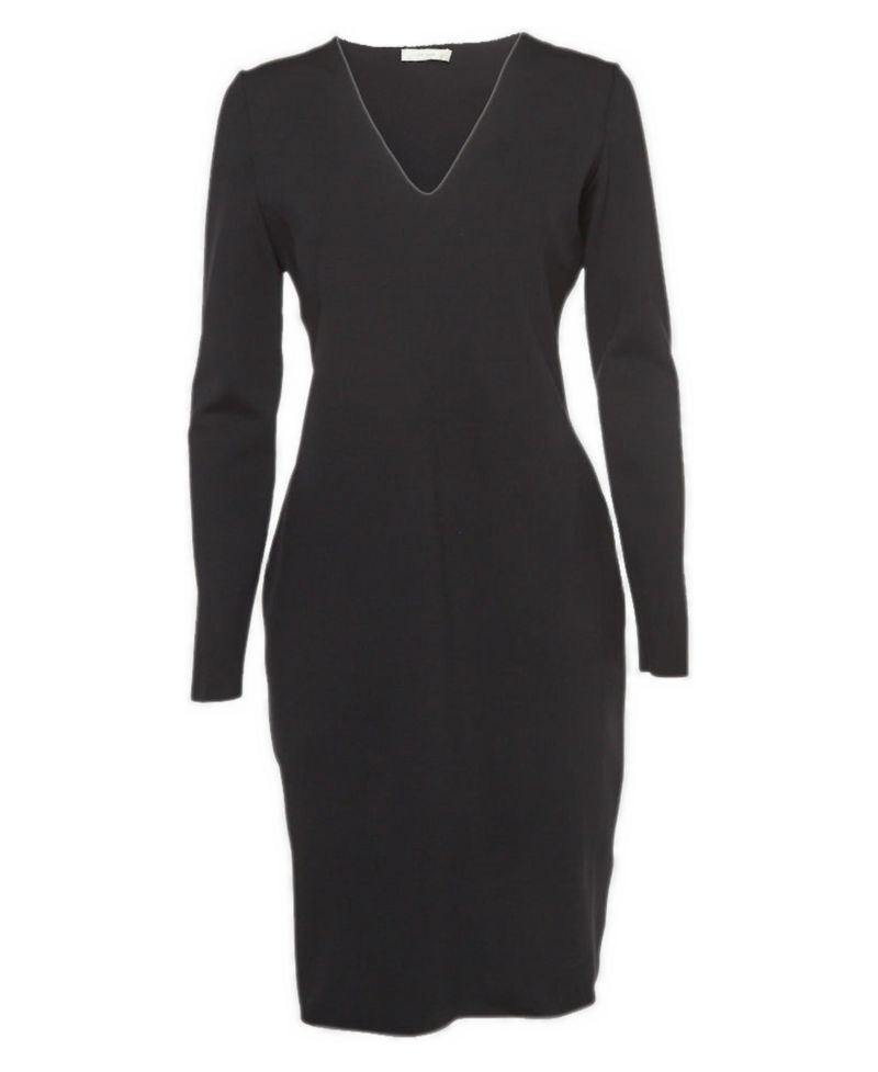 Women's Black Jersey V-Neck Mini Dress