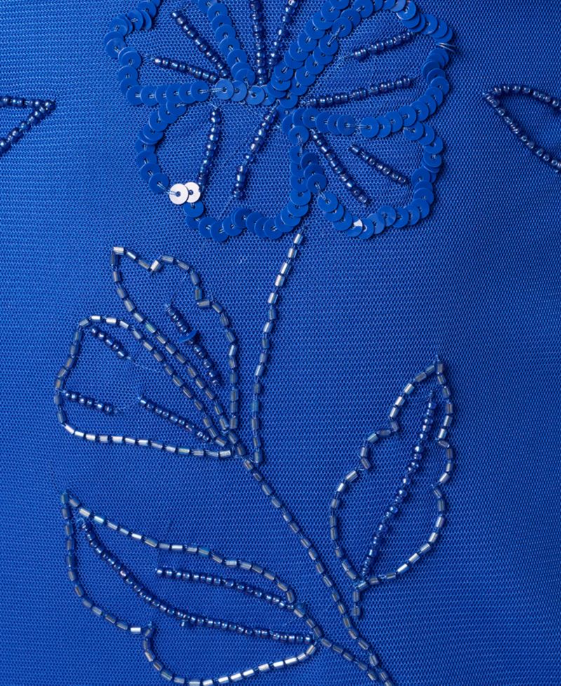 Women's Beaded Blouson Flutter-Sleeve Dress
