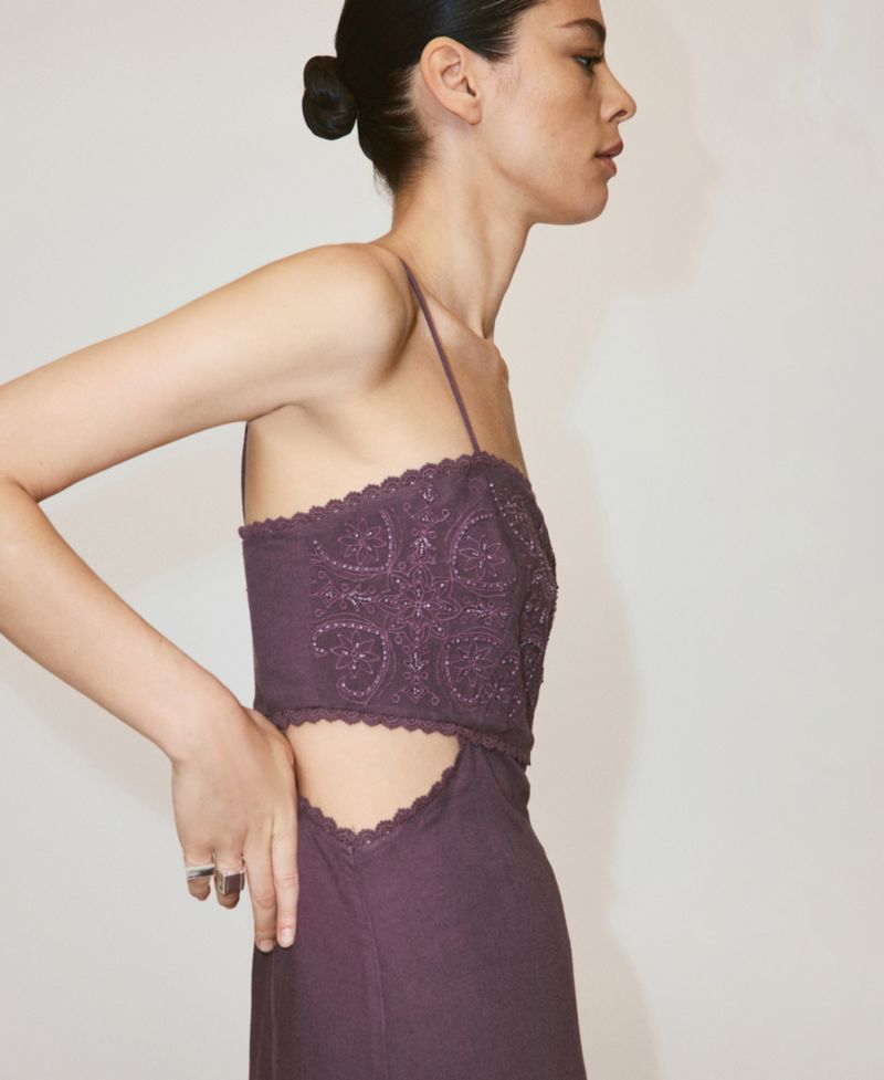 Women's Cutout Embroidered Beaded Dress
