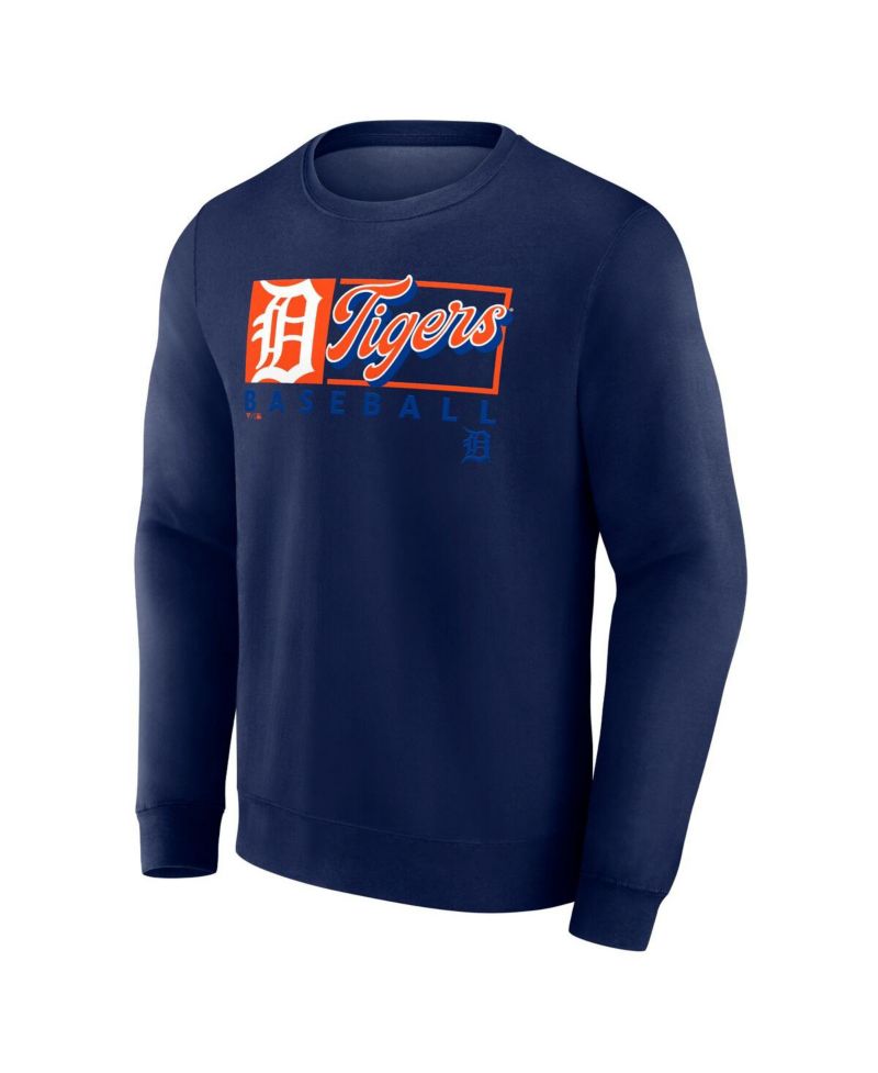 Men's Navy Detroit Tigers Focus Fleece Pullover Sweatshirt