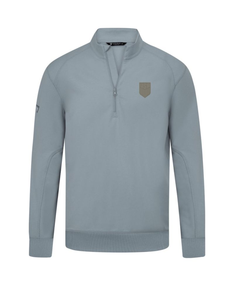 Men's Gray USMNT Copper Upright Quarter-Zip Tri-Blend Fleece