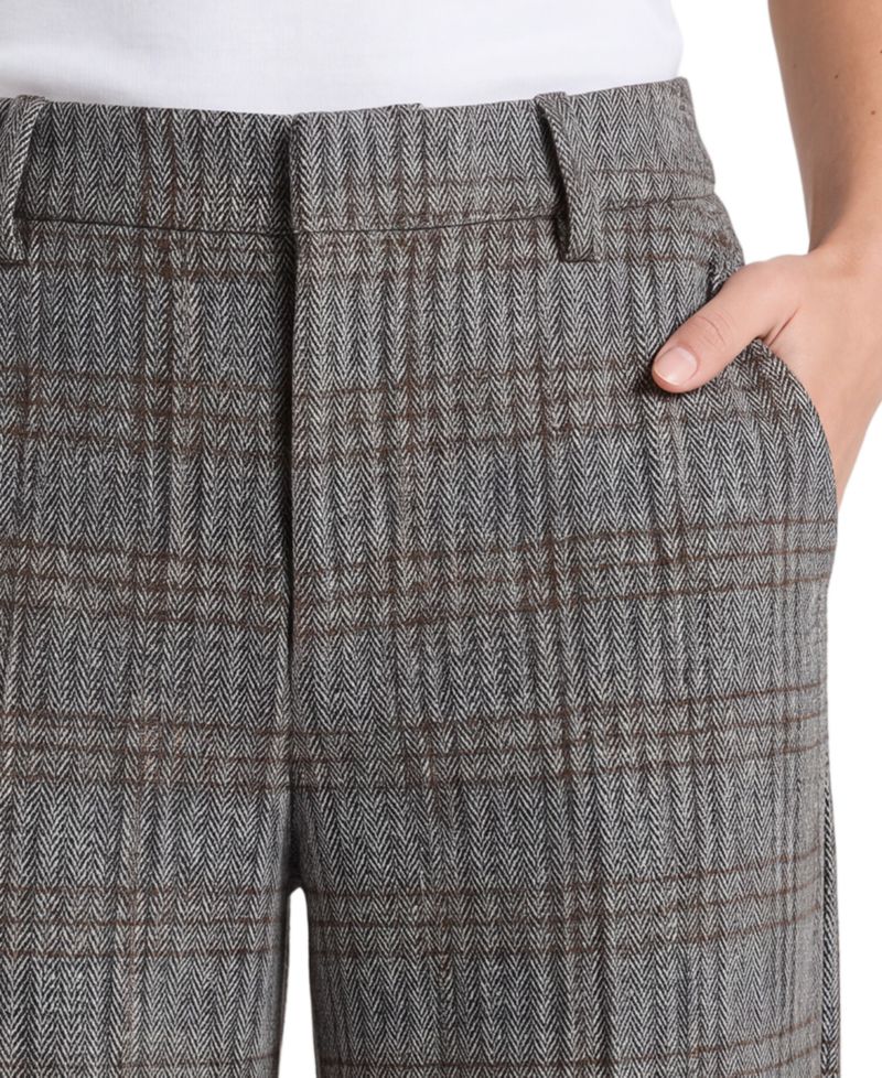 Women's Kelsey Herringbone Plaid Wide-Leg Trousers