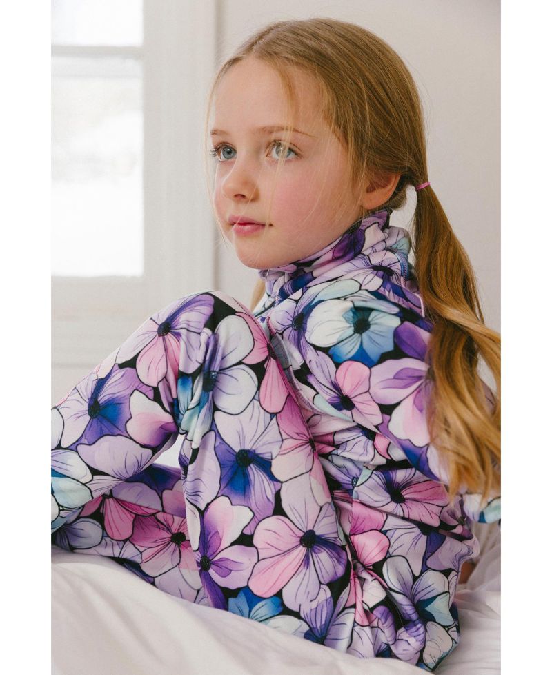 Little Girls 6-14 Two Piece Thermal Underwear Floral Print