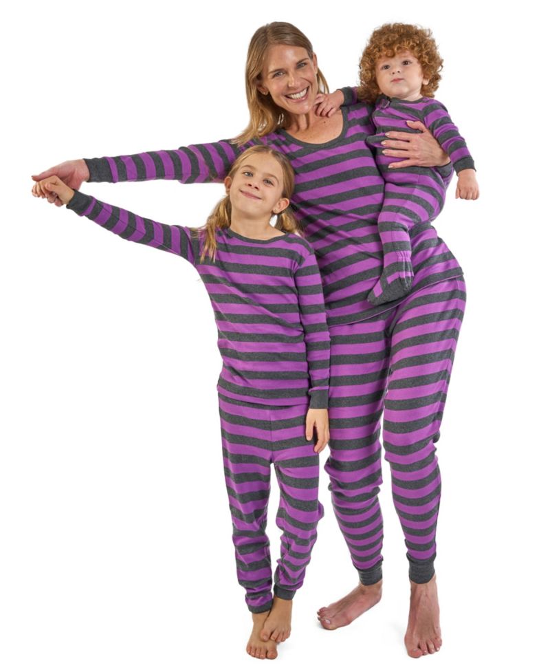 Baby Footed Cotton Striped Holiday Pajamas