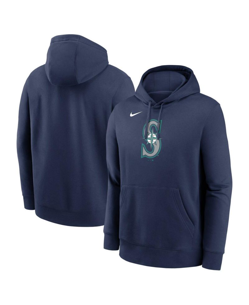 Men's Navy Seattle Mariners Logo Club Fleece Pullover Hoodie