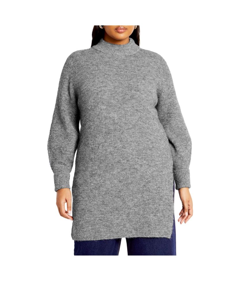 Plus Size Longline Split Sweater