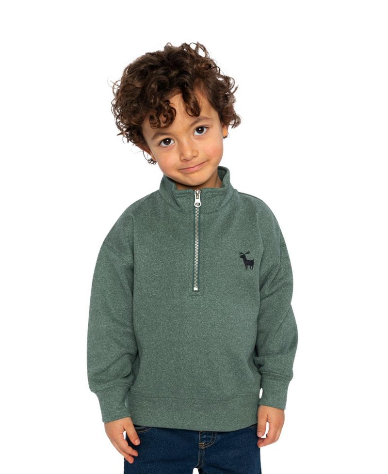 Little Boys 6 - 12 Half Zip Mock Neck Sweater