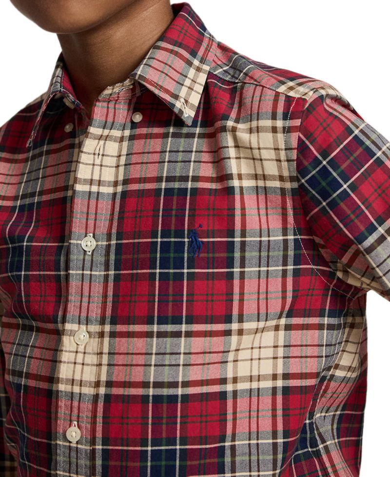 Boys' 8-20 Plaid Cotton Oxford Shirt