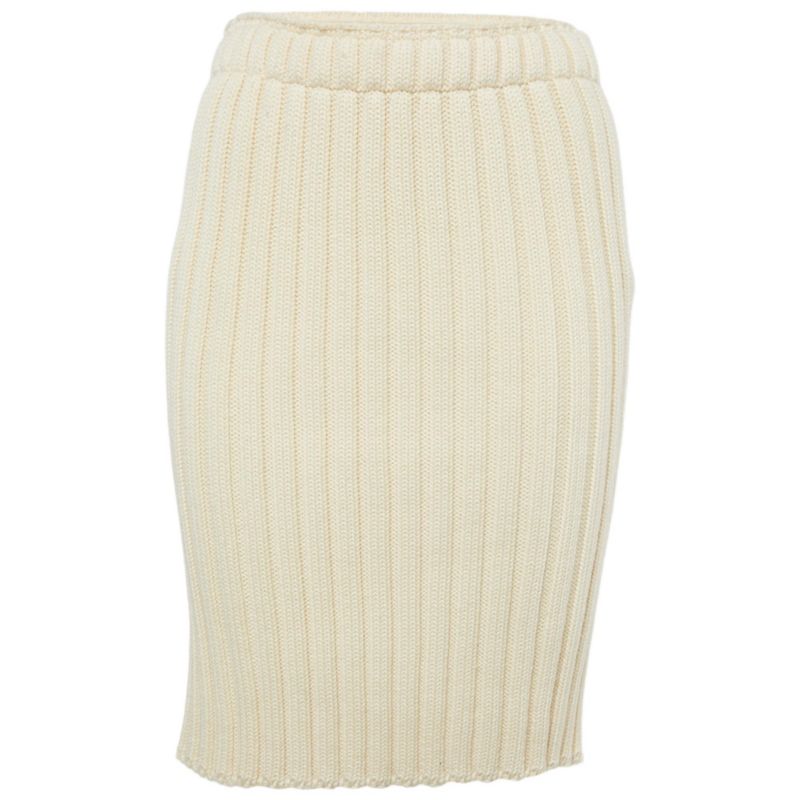 Women's Cream Rib Knit Pencil Skirt
