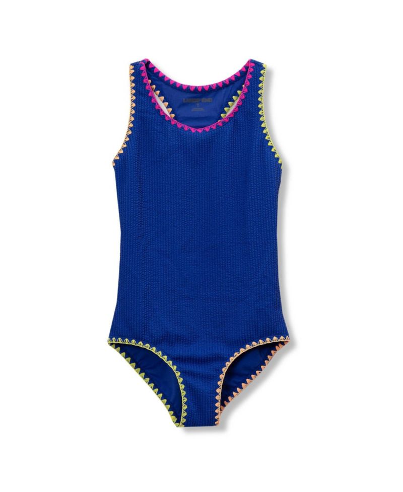 Girls Chlorine Resistant Embroidered One Piece Swimsuit