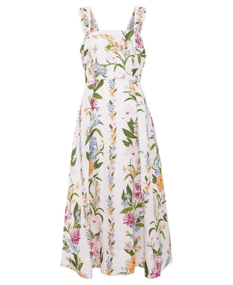 Women's Lucia Linen Blend Square Neck Midi Dress