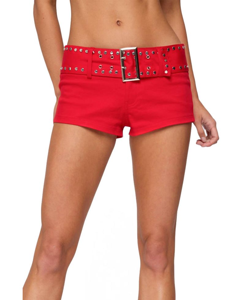Women's Studded Belt Denim Micro Shorts