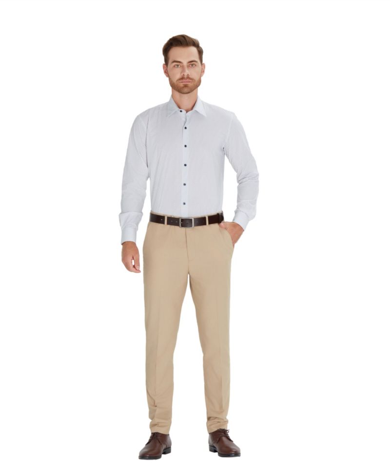 Men's Slim-Fit Dot Pattern Dress Shirt