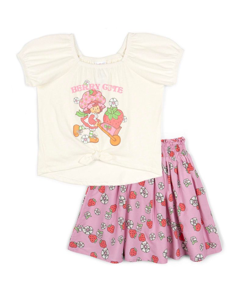 Square Neck T-Shirt and Skirt Outfit Set
