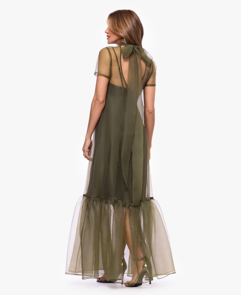 Women's Turtle Neck Organza Overlay Ball Gown