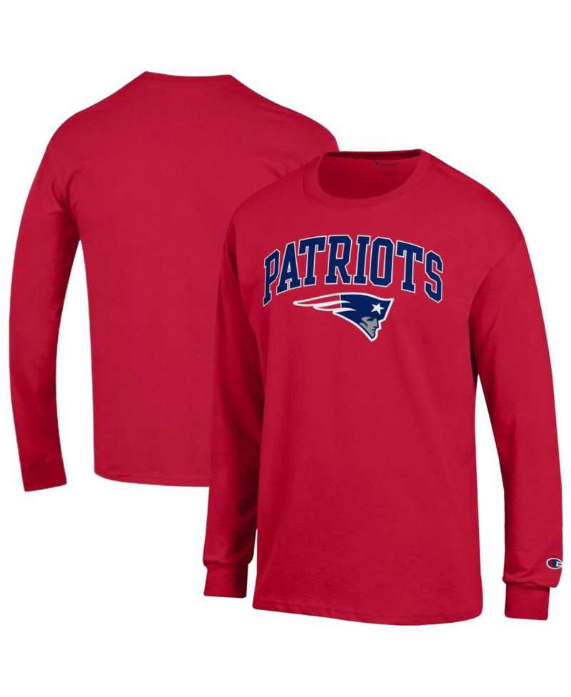Men's Red New England Patriots Arch Over Logo Long Sleeve T-Shirt