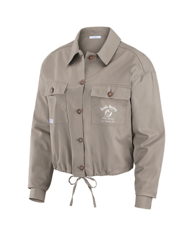 Women's Gray New Jersey Devils Cinched Button-Up Jacket